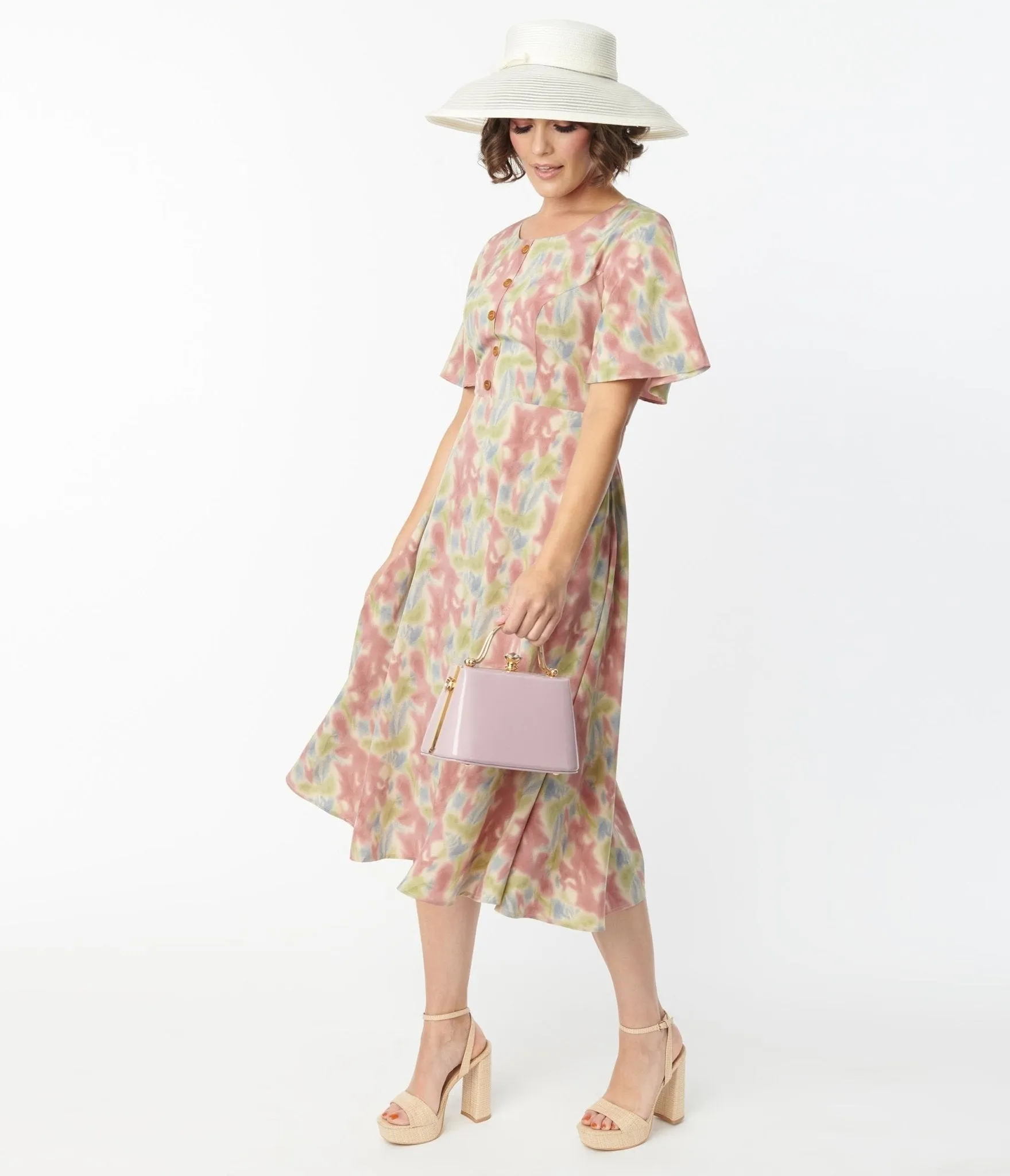 Retro Watercolor Festival Midi Dress