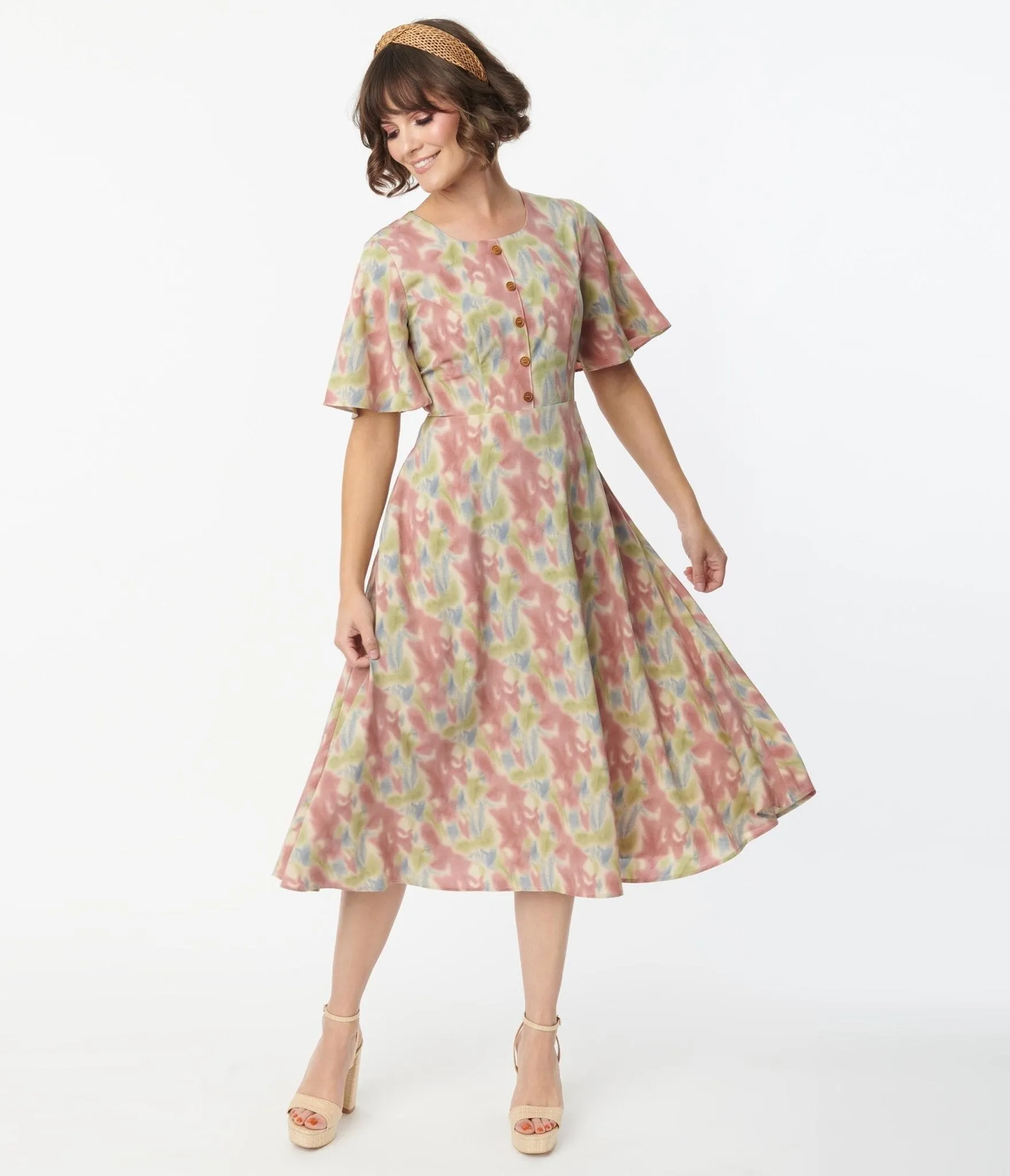 Retro Watercolor Festival Midi Dress