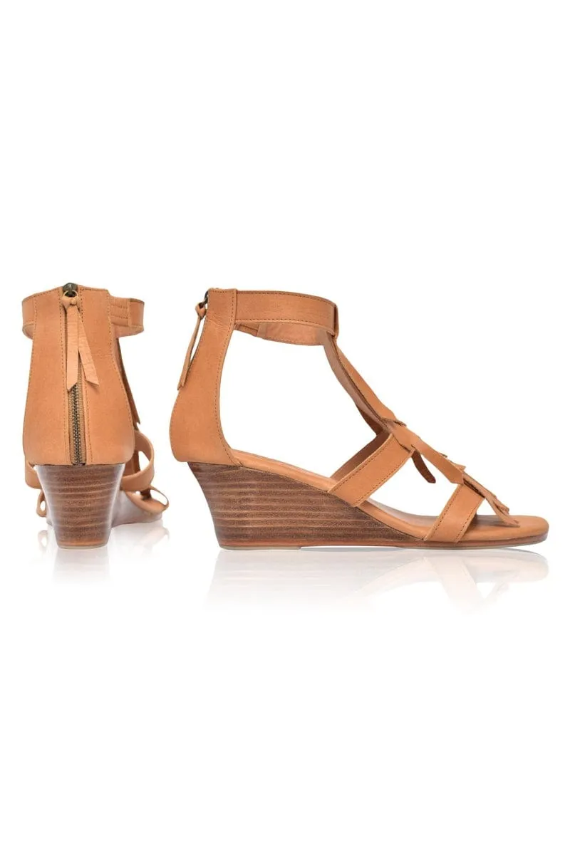 Fly Away Fringe Sandals in Vintage Tan