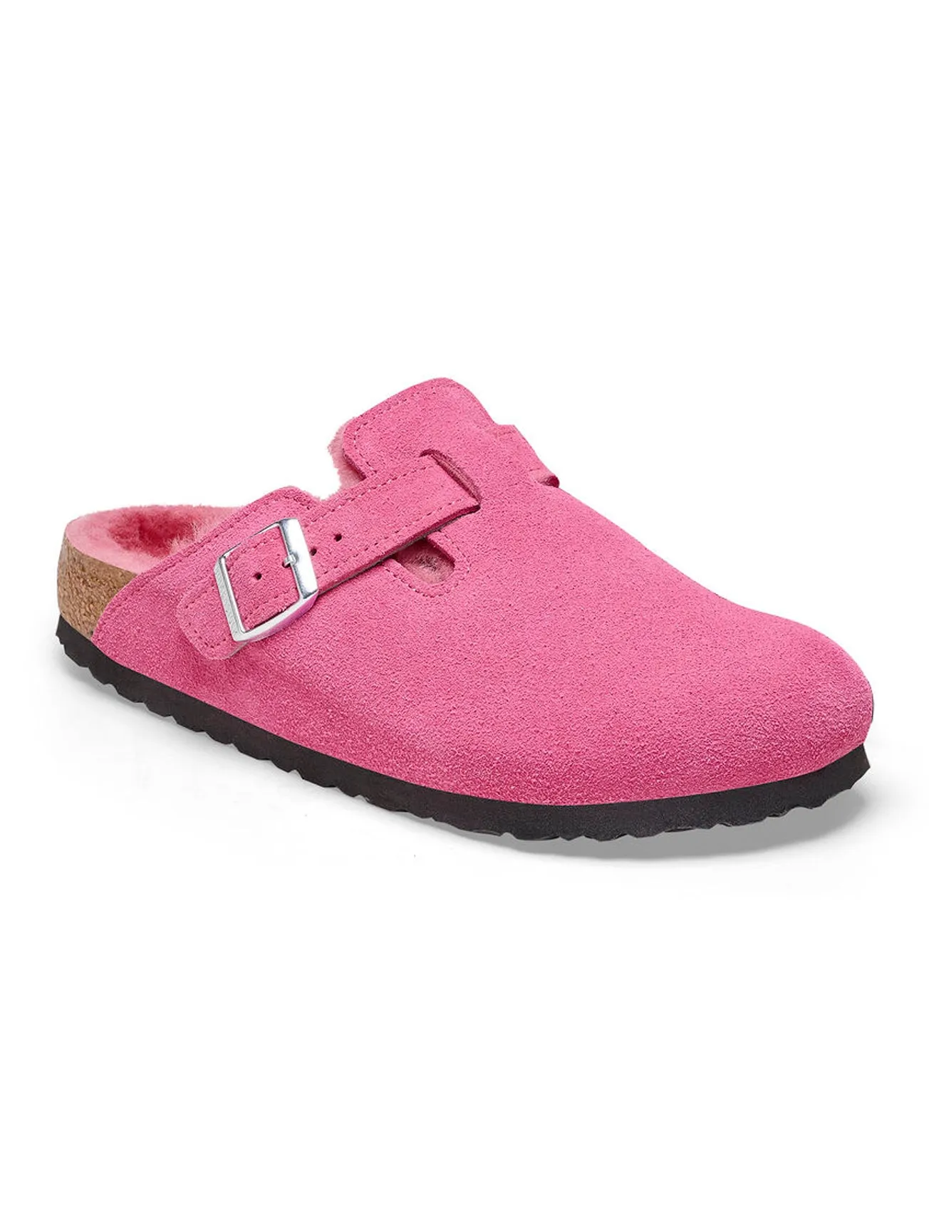 Fuchsia Shearling Clog in Boston style