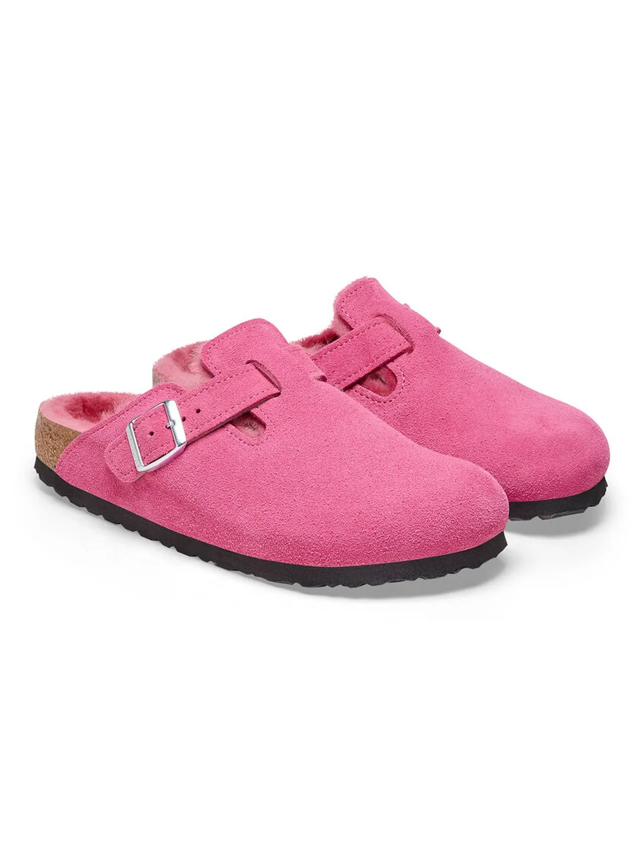 Fuchsia Shearling Clog in Boston style