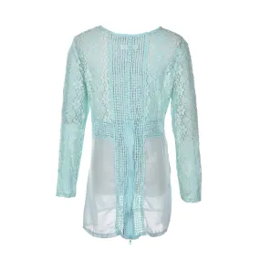 Full Sleeve Lace Blouses with Floral Embroidery and Crochet Details for Women