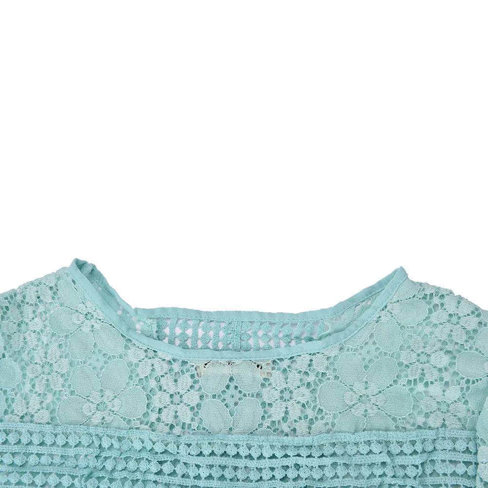 Full Sleeve Lace Blouses with Floral Embroidery and Crochet Details for Women