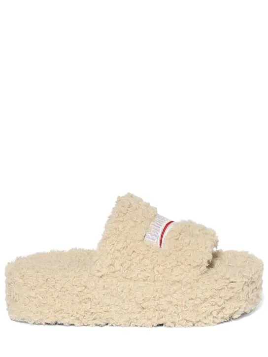 Balenciaga 10mm Faux Shearling Sandals