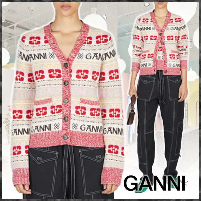 Ganni  |Casual Style Wool Nylon Street Style Long Sleeves Logo