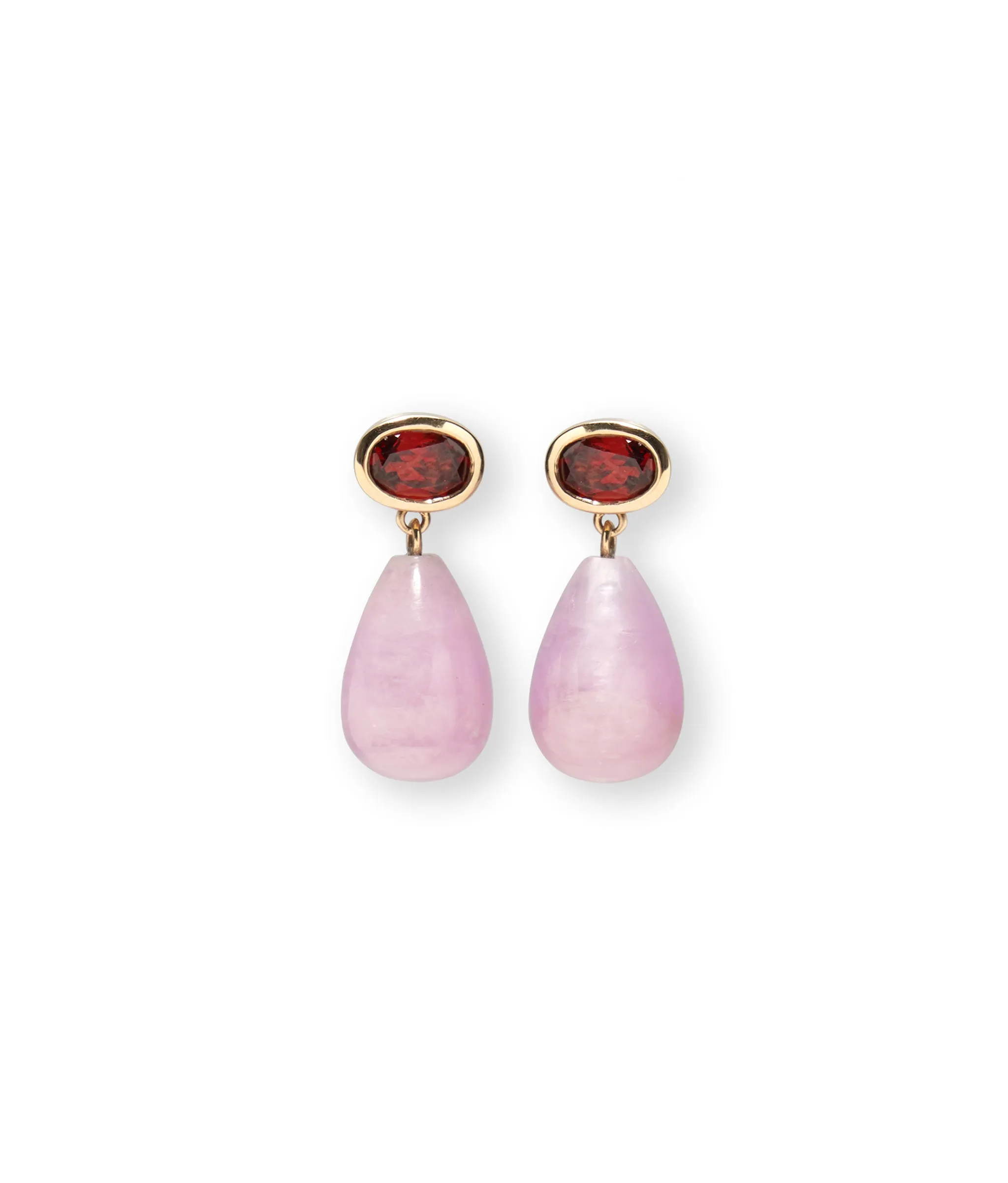 Luxurious Gold Garnet & Kunzite Earrings