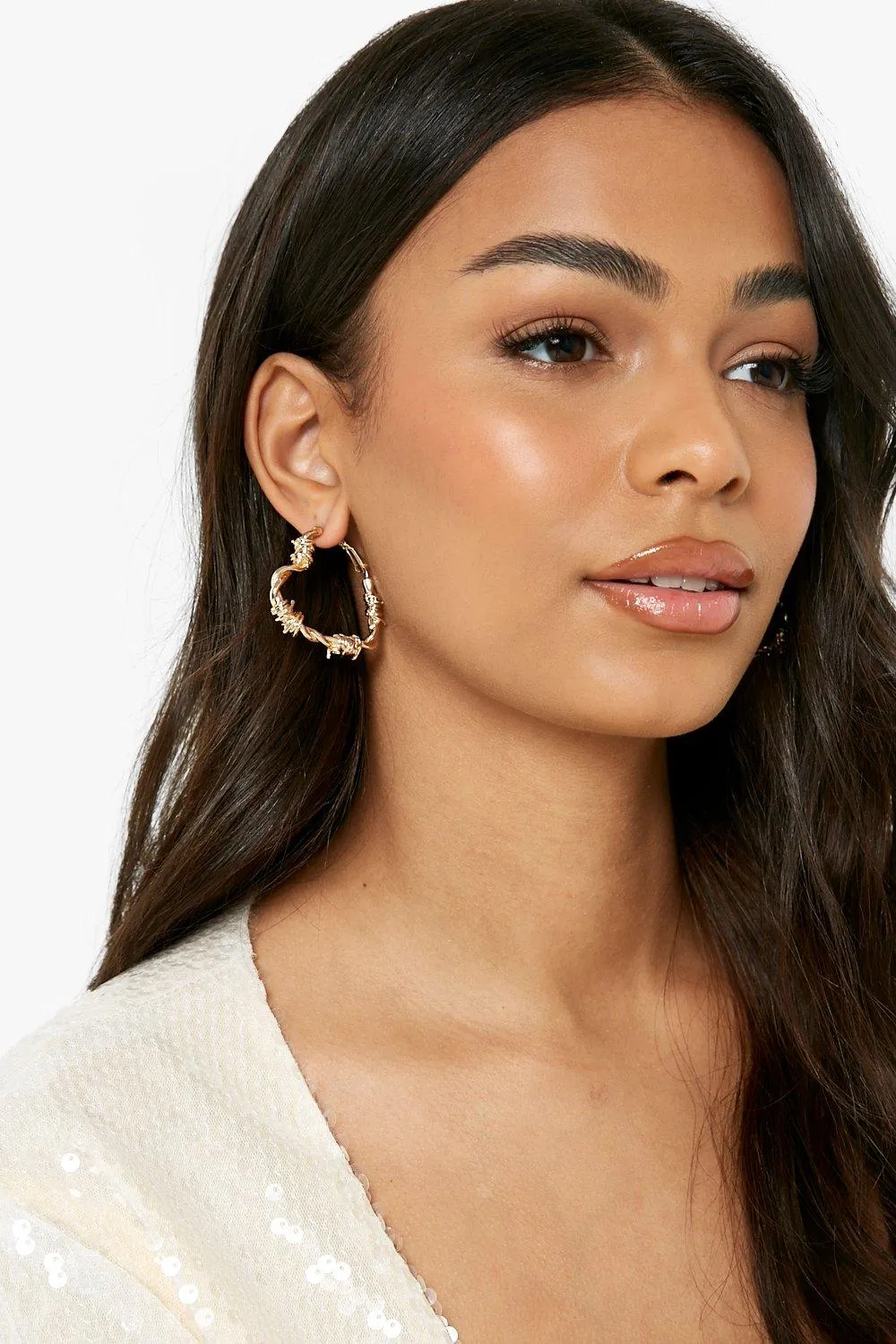 Gold Heart Shape Twisted Knot Earrings