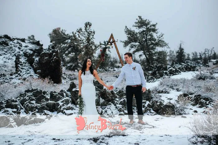 Elegant Sleeveless Wedding Dress With Train and Gorgeous Lace Top