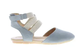 Gray Leather Strap Flats Shoes for Women