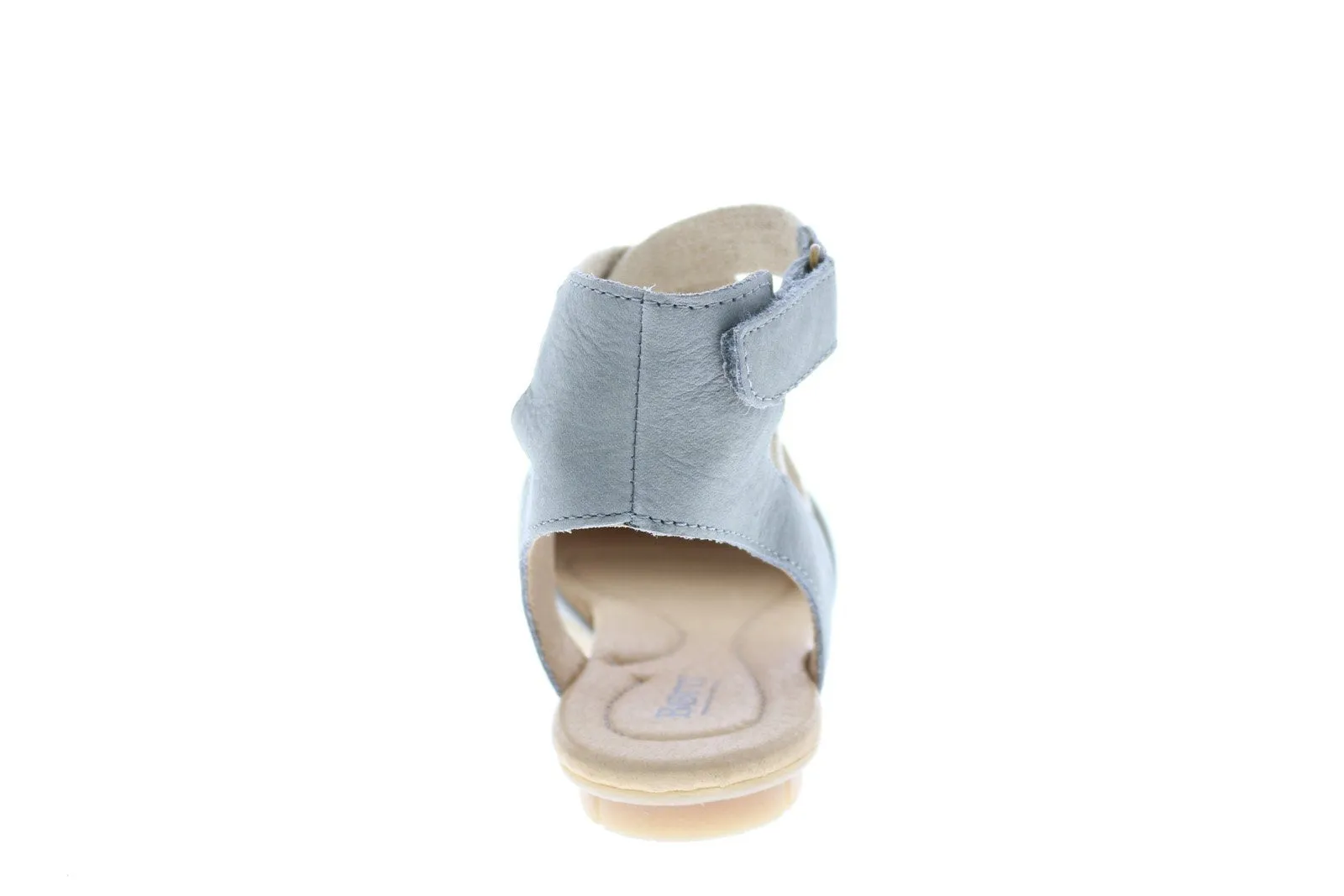Gray Leather Strap Flats Shoes for Women