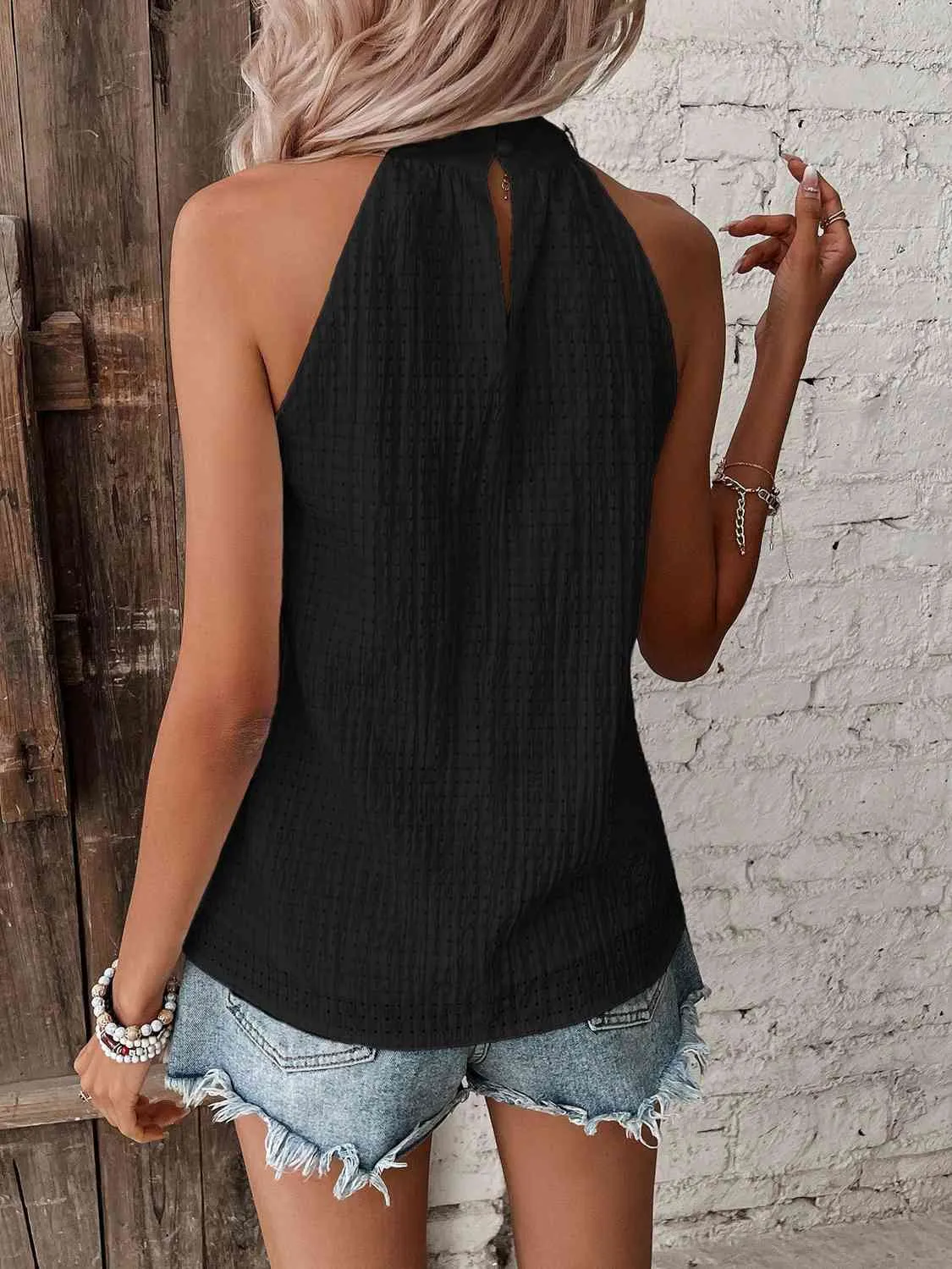 Top with Halter Neck and Dot Details