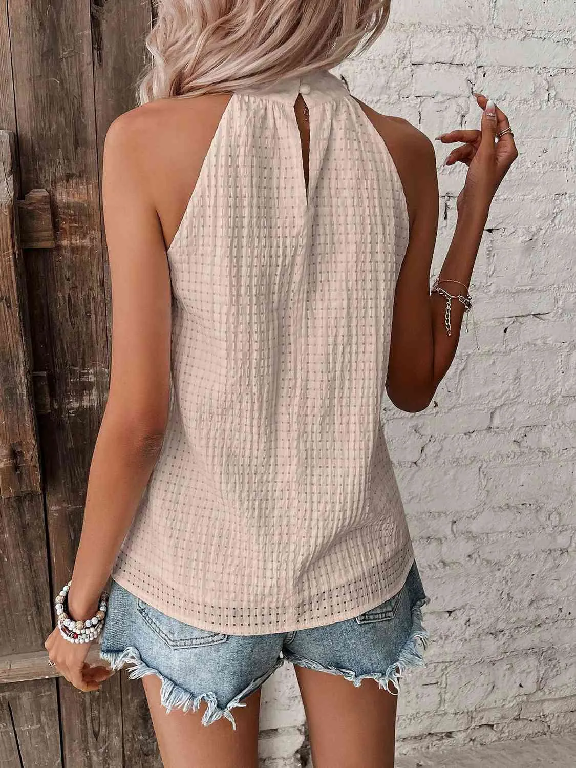 Top with Halter Neck and Dot Details