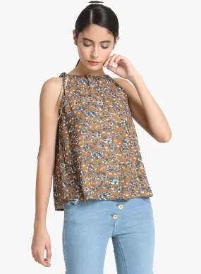 Printed Top with Halter Neck