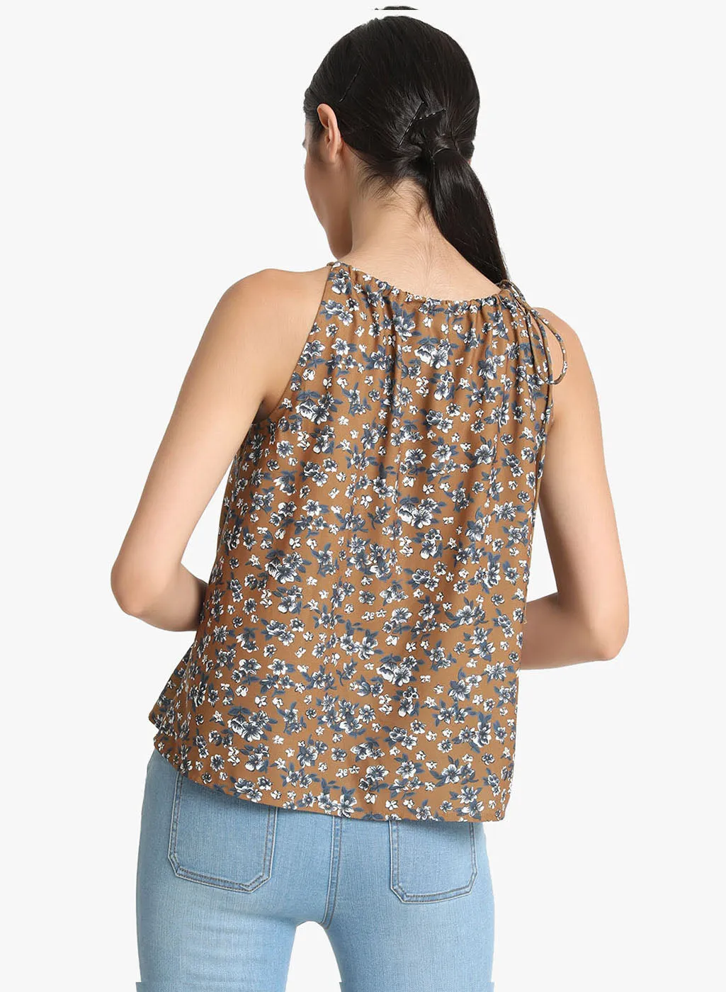 Printed Top with Halter Neck