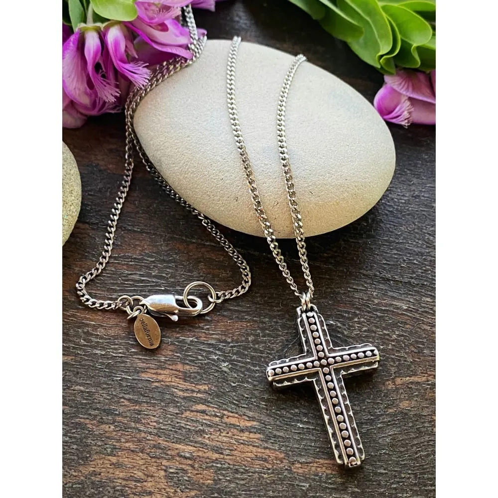 Hammered Cross Necklace