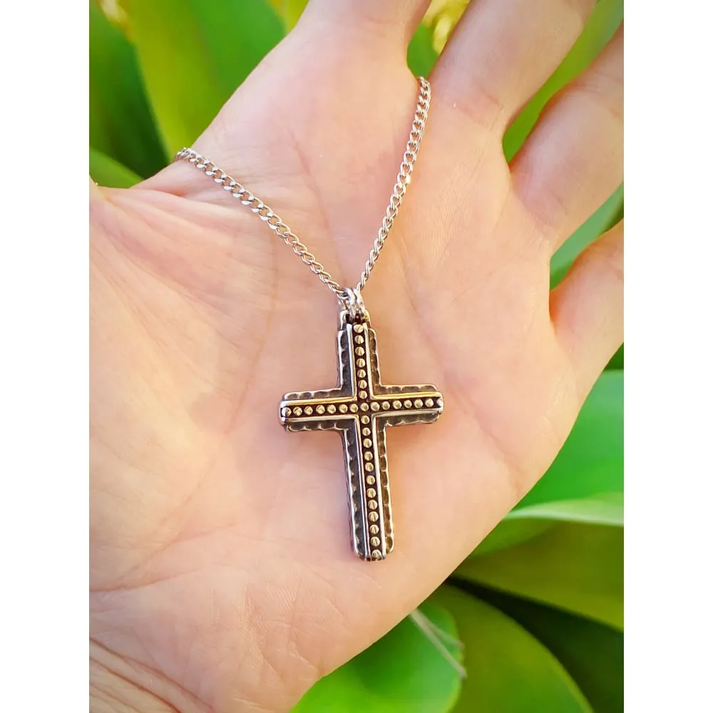 Hammered Cross Necklace