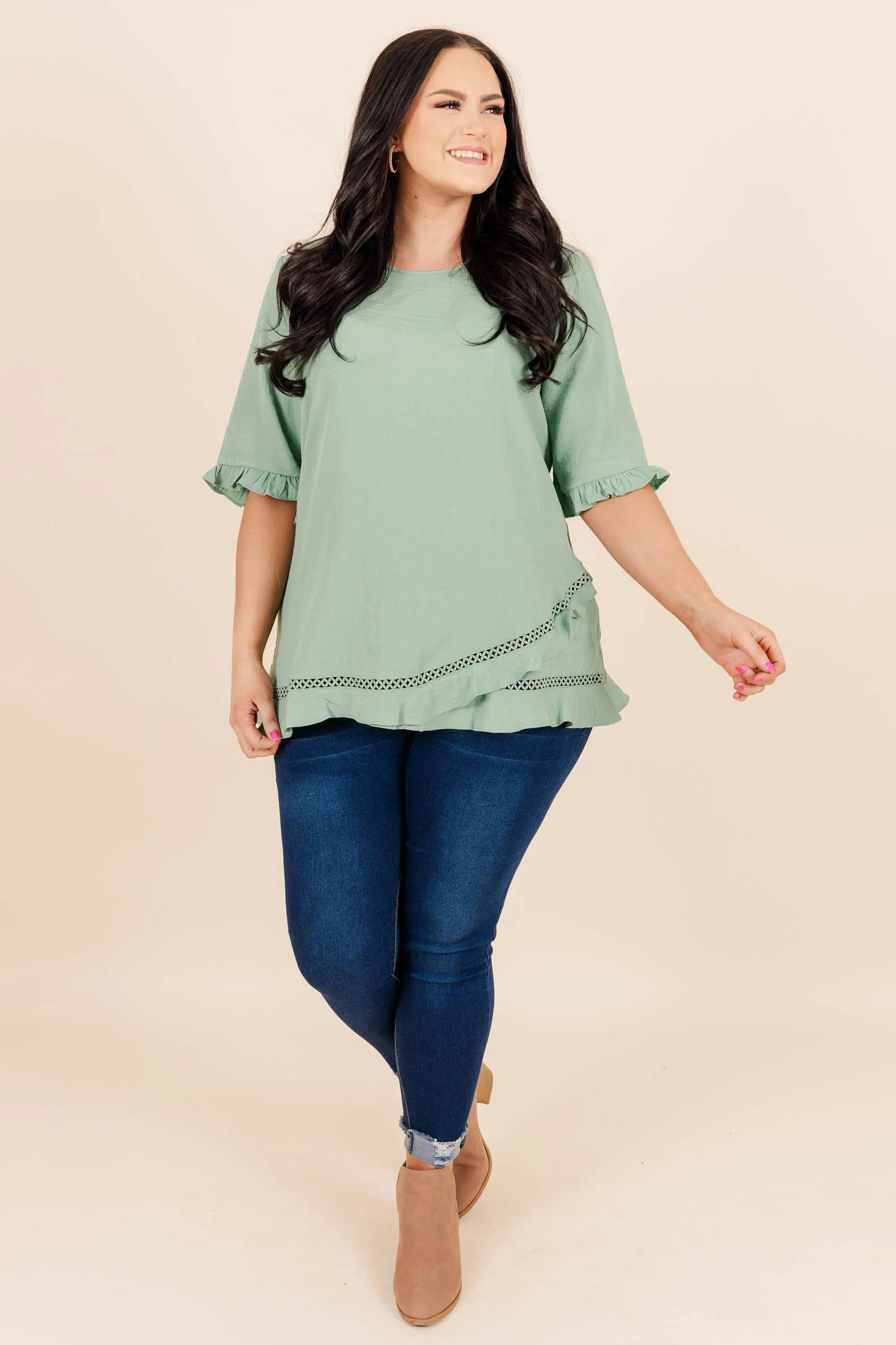 Head Clover Heels Top in Sage