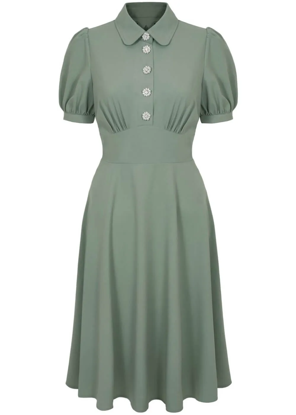 Vintage-Inspired Green A-Line Dress by Hell Bunny