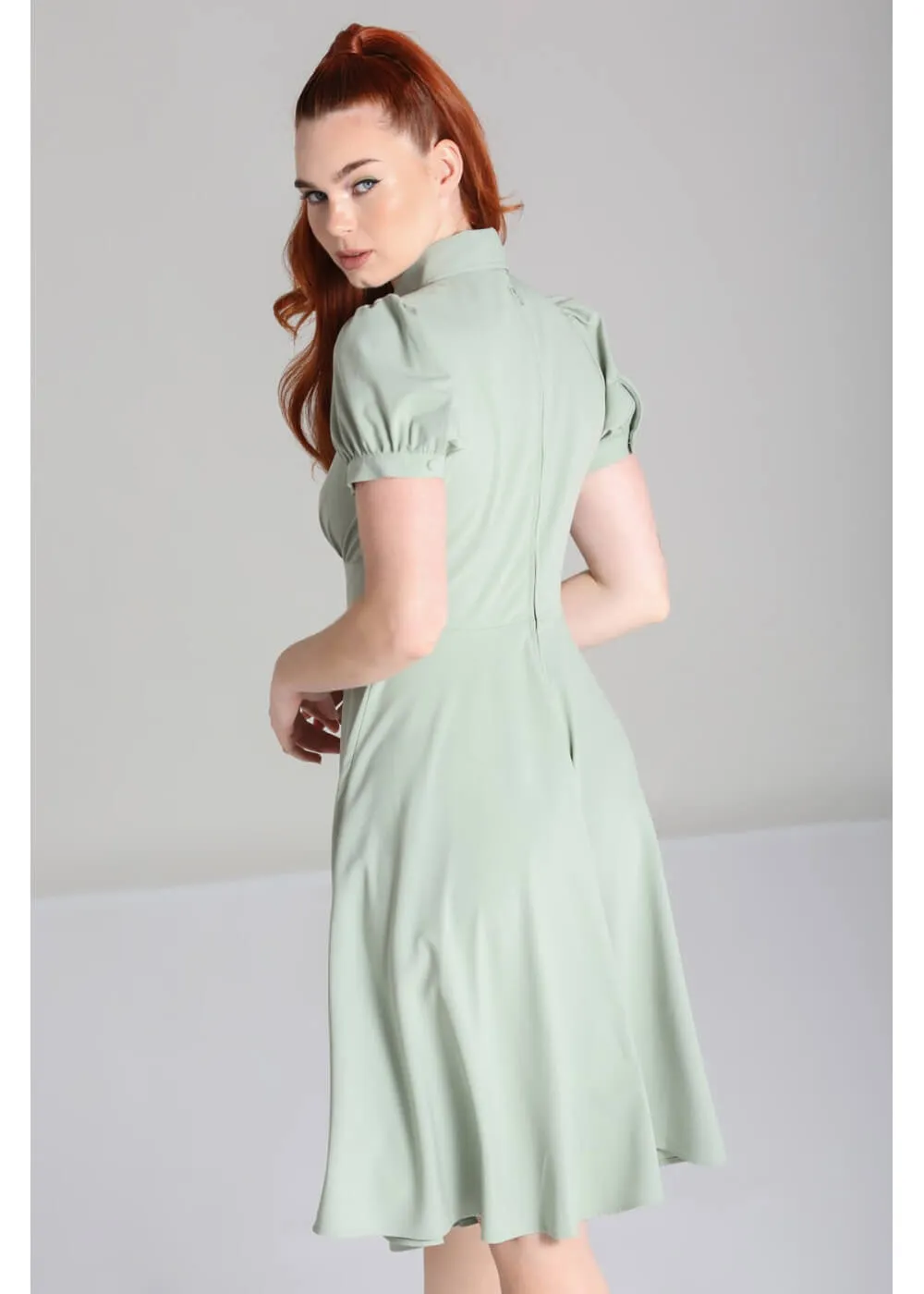 Vintage-Inspired Green A-Line Dress by Hell Bunny