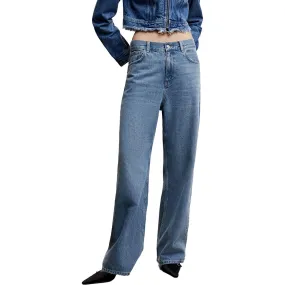 MNG High Rise Medium Wash Wide Leg Jeans