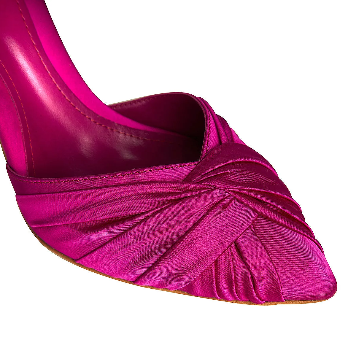 Hot Pink Satin Slingbacks - Ana Model