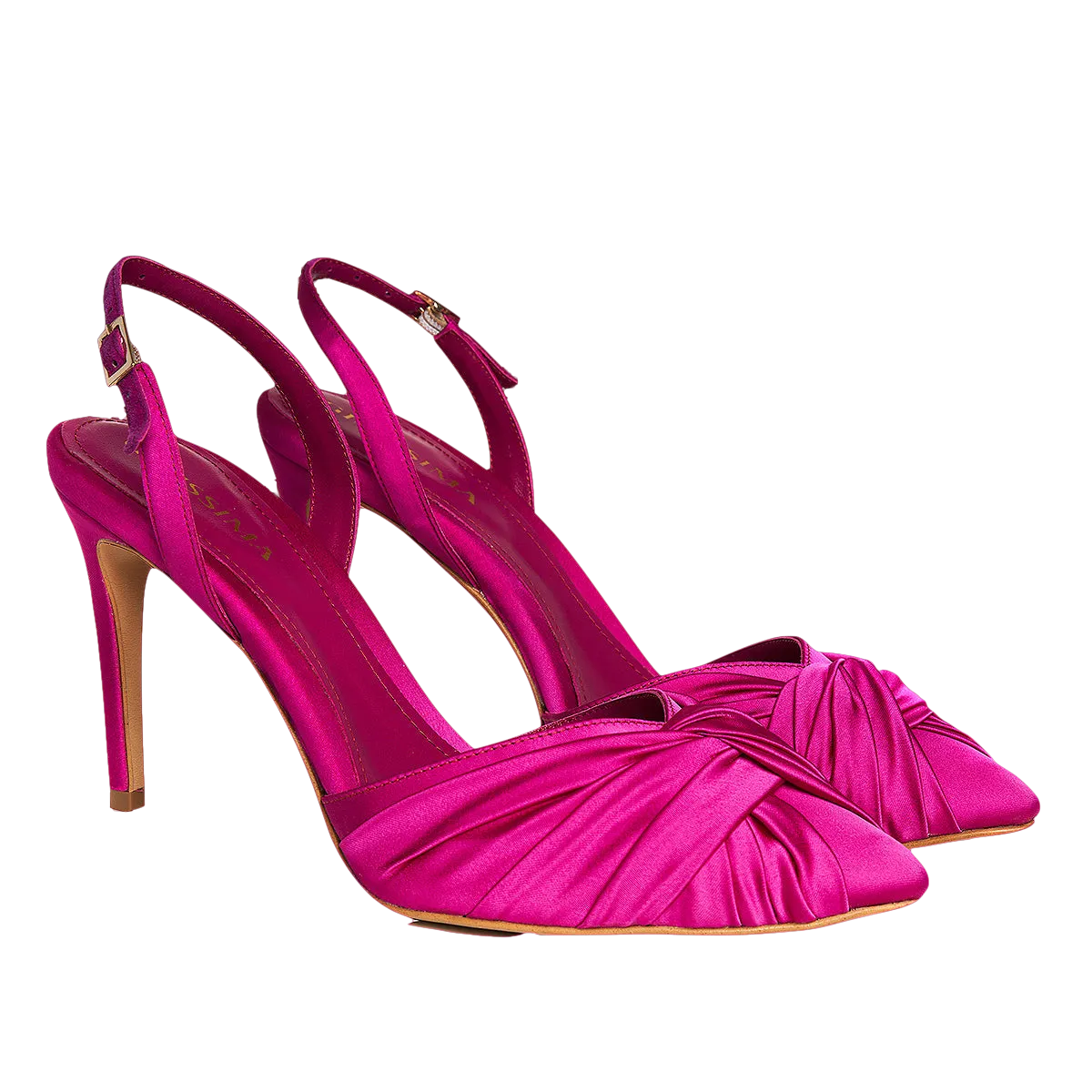 Hot Pink Satin Slingbacks - Ana Model