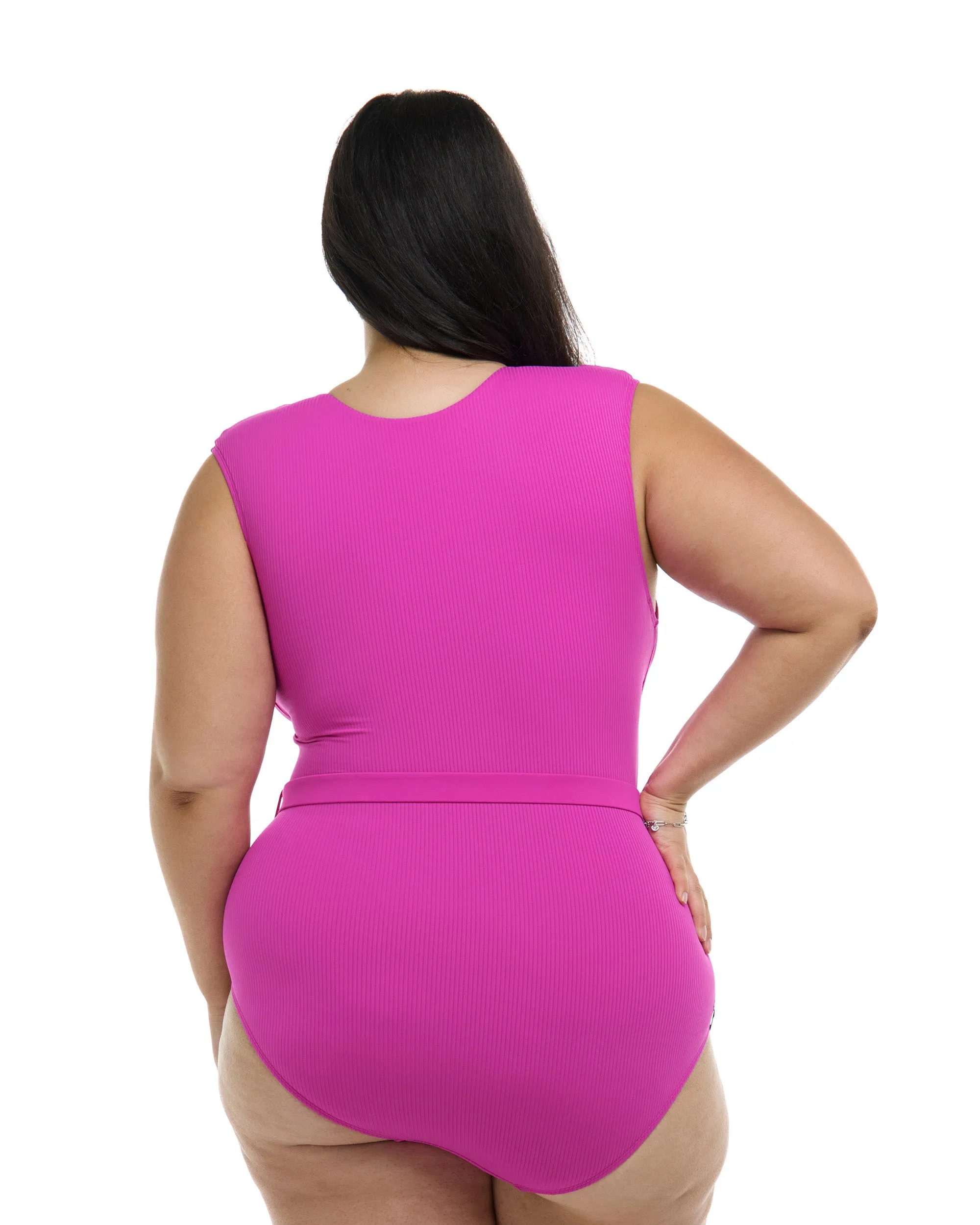 Ibiza Ezry Plus Size One-Piece Swimsuit - Fuchsia