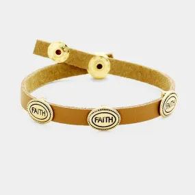 Faith Snap Button Faux Leather Bracelet