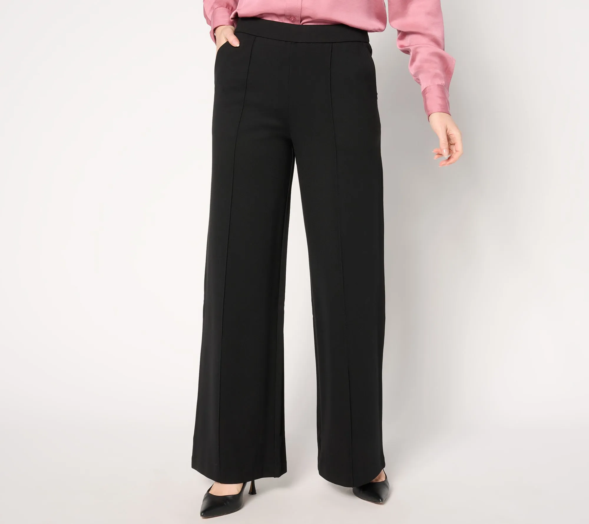 Isaac Mizrahi Live! Regular Sublime Stretch Ponte Wide Leg Pants