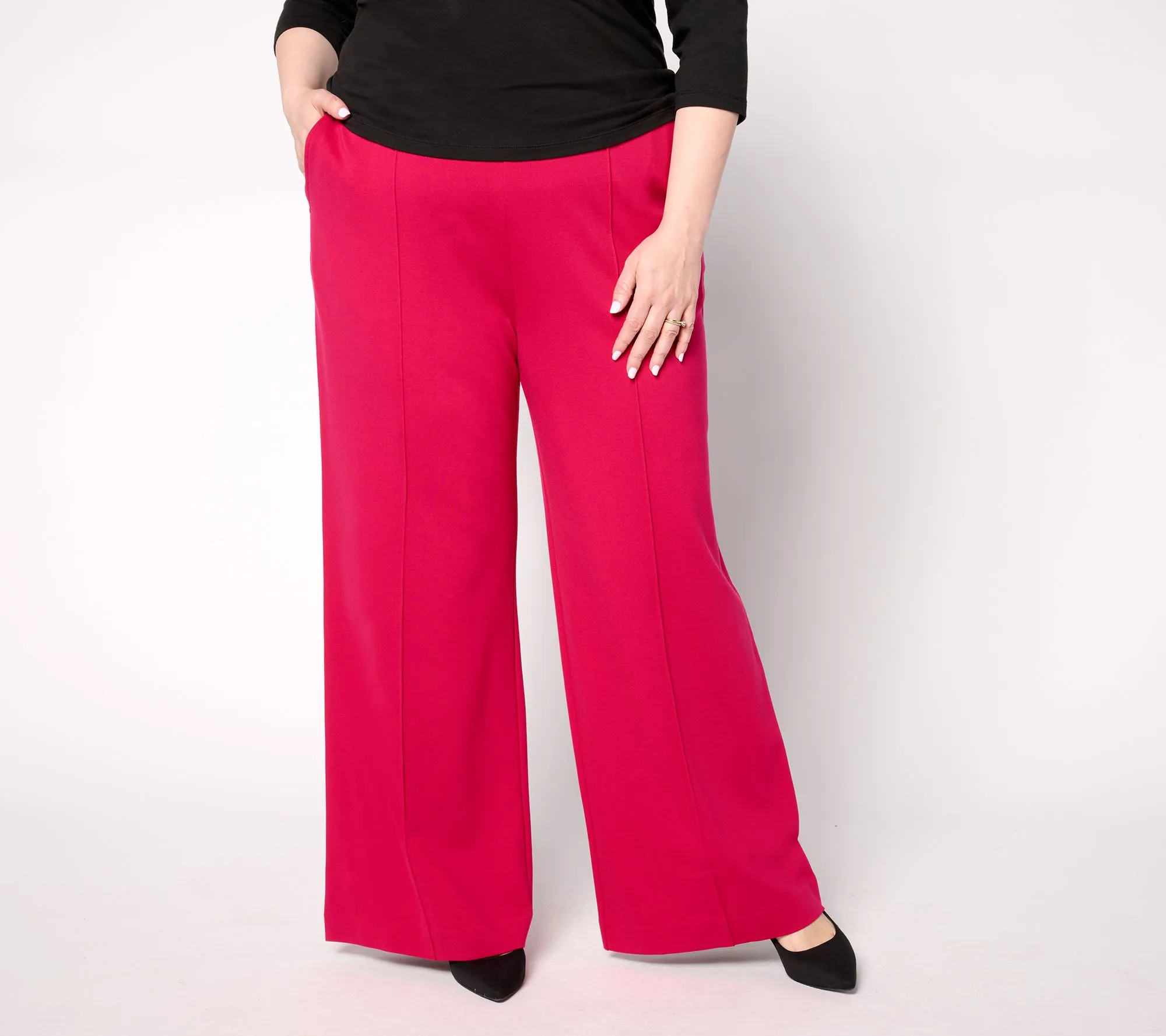 Isaac Mizrahi Live! Regular Sublime Stretch Ponte Wide Leg Pants