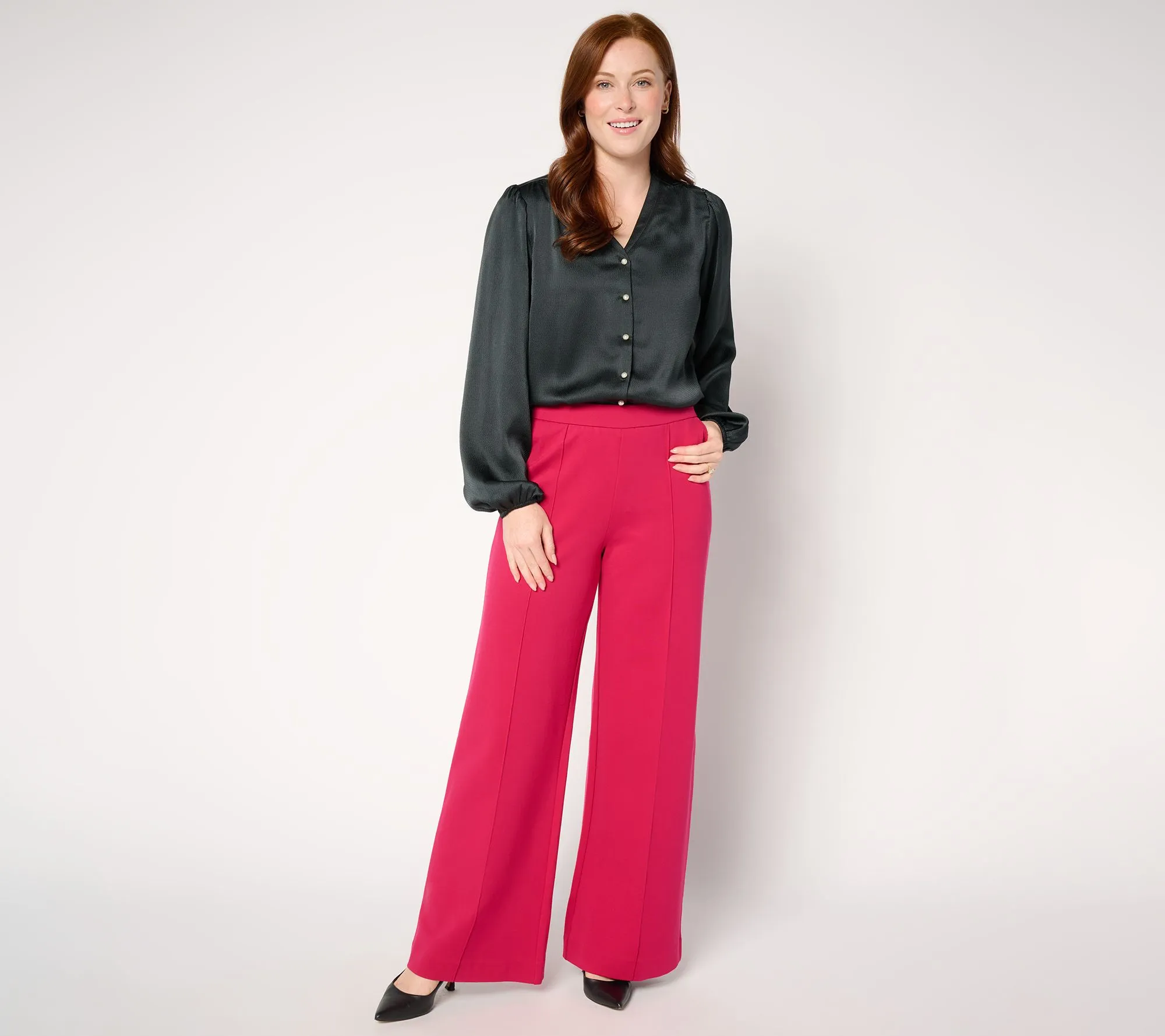 Isaac Mizrahi Live! Regular Sublime Stretch Ponte Wide Leg Pants