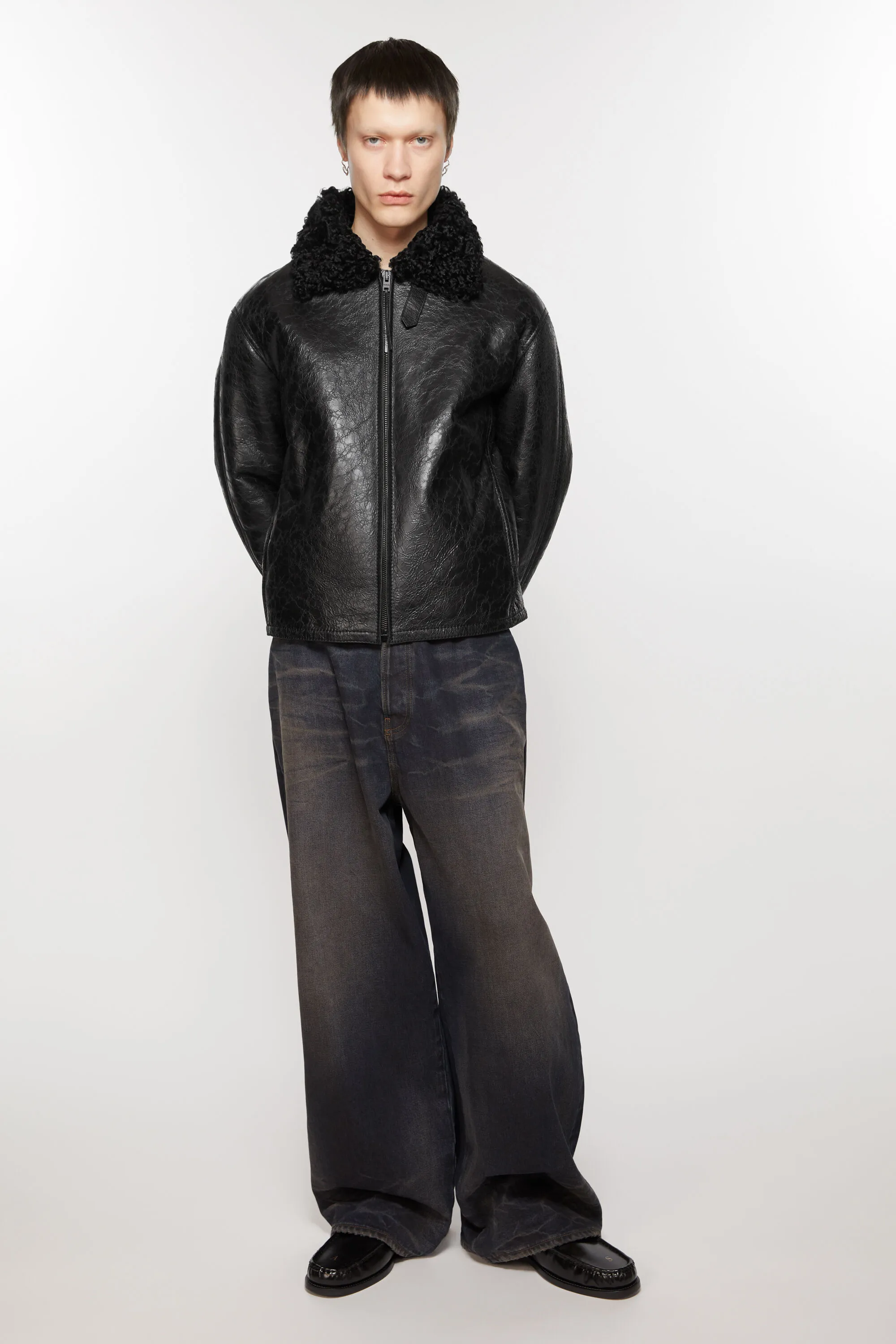 Leather shearling jacket