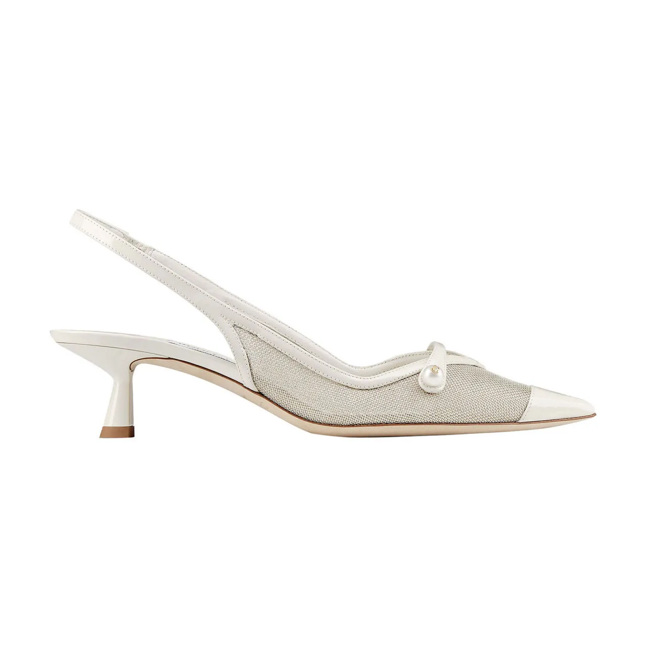 Jimmy Choo Amita 45 Slingback Kitten Heels White