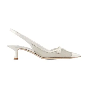 Jimmy Choo Amita 45 Slingback Kitten Heels White