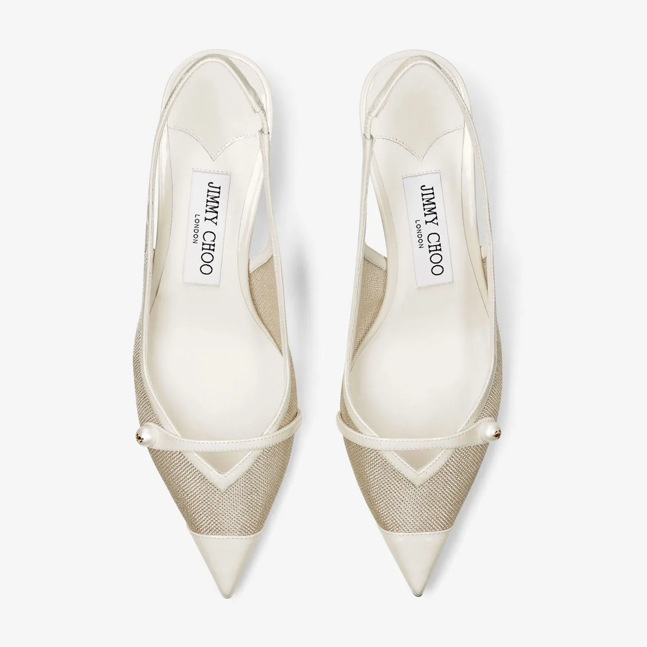 Jimmy Choo Amita 45 Slingback Kitten Heels White