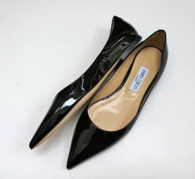 Jimmy Choo Black Patent Pointy Flats