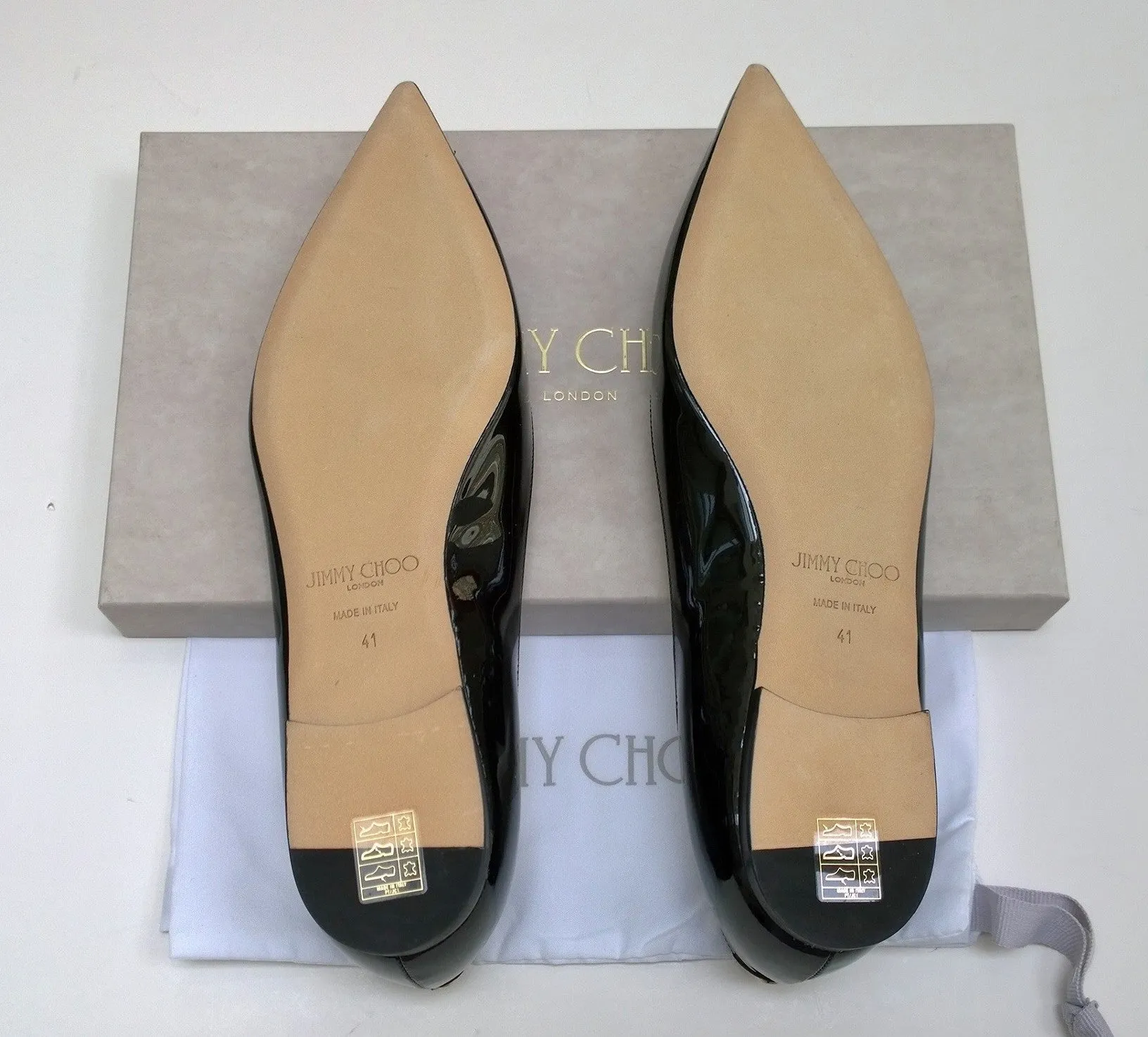 Jimmy Choo Black Patent Pointy Flats