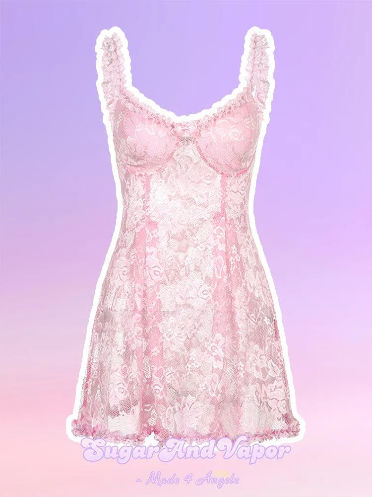 Pink Lace See-through Dress Jules