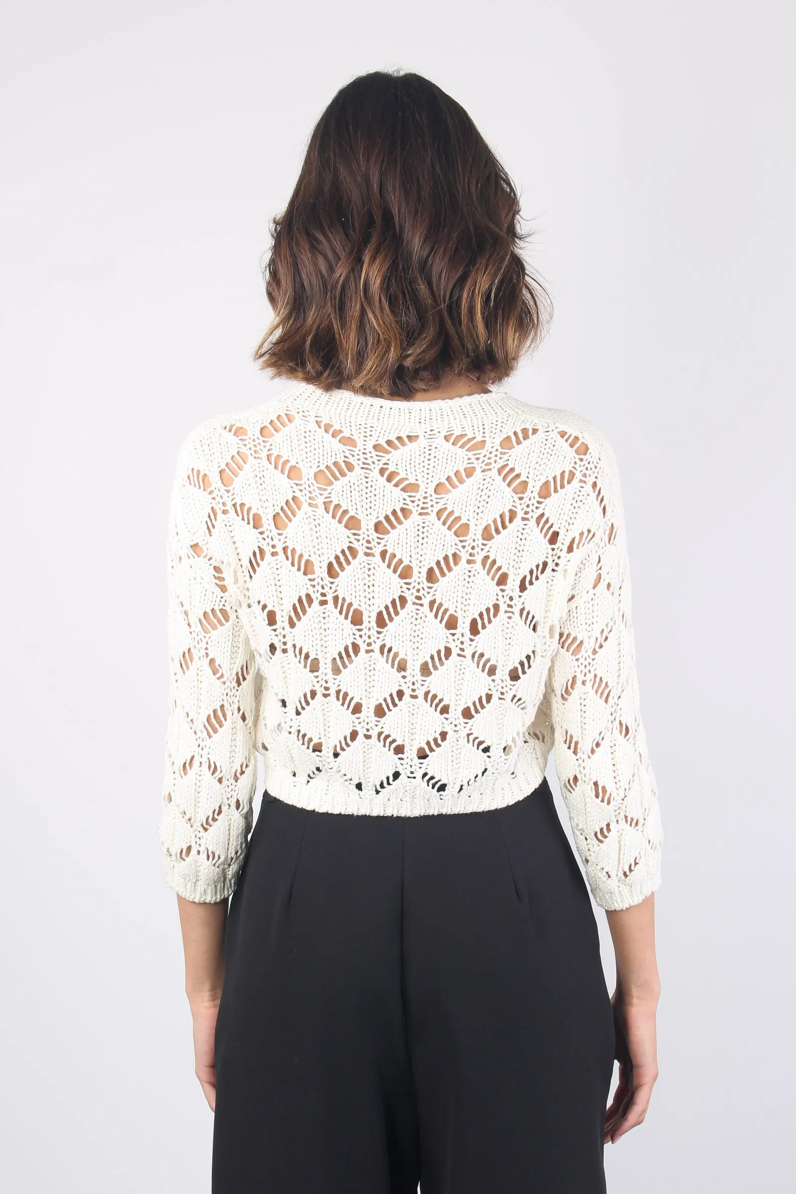 Ivory Perforated Crop Top