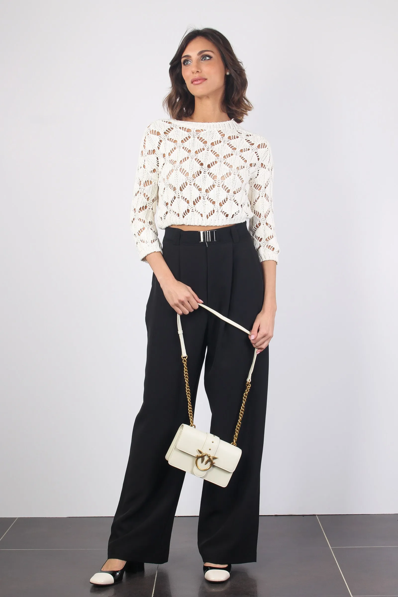 Ivory Perforated Crop Top