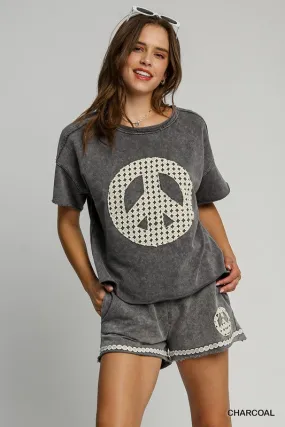 Lace Peace Top with Applique