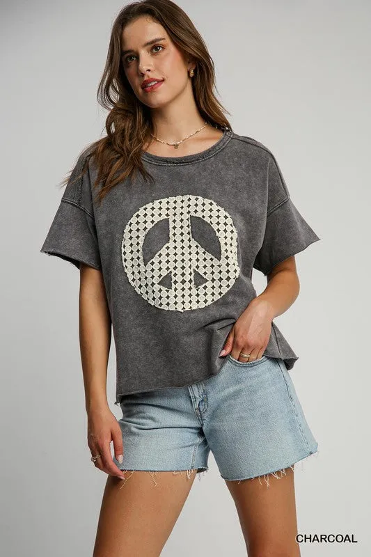 Lace Peace Top with Applique