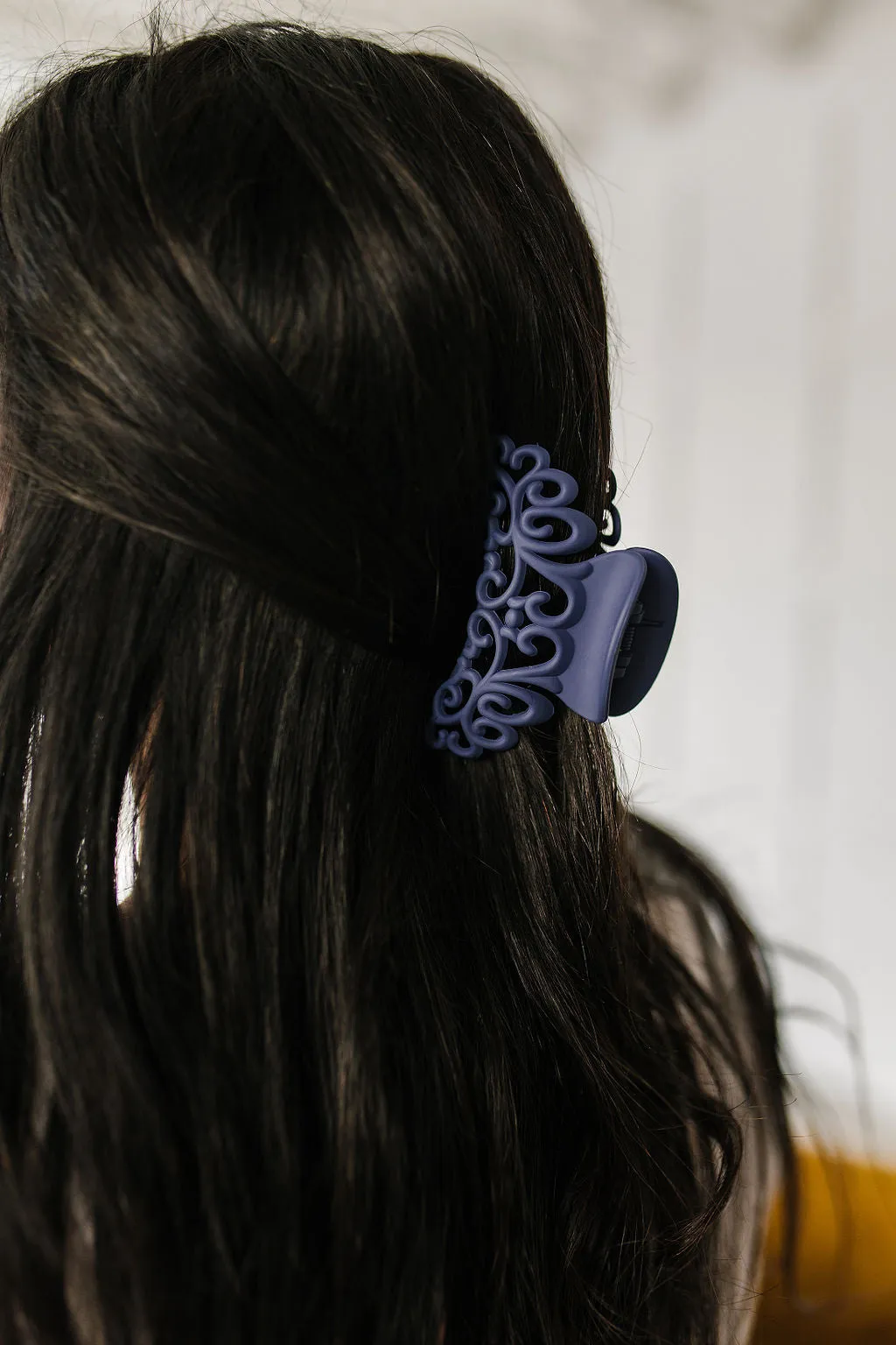 Lace Claw Clip Navy