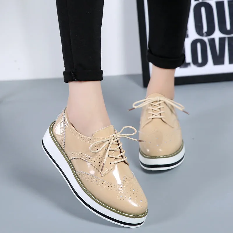 Lace-up Flats Shoes British Style