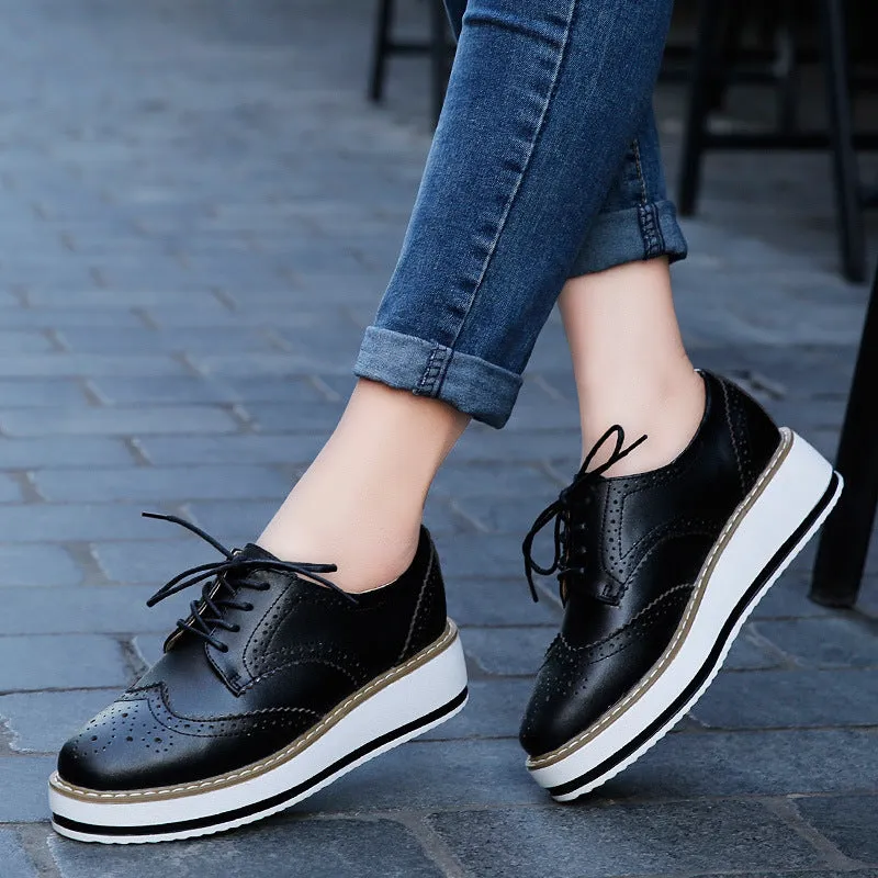 Lace-up Flats Shoes British Style