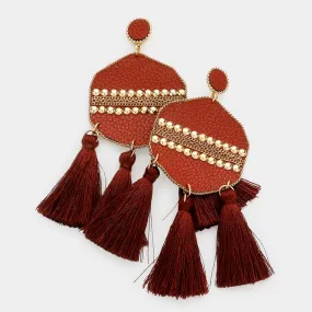 iLLASPARKZ Studded Leather Triple Tassel Earrings