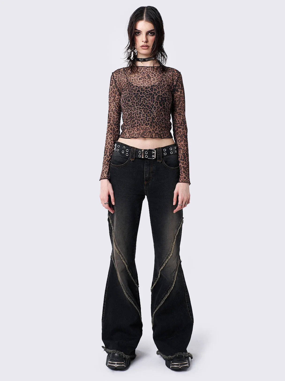 Bold Leopard Print Mesh Top