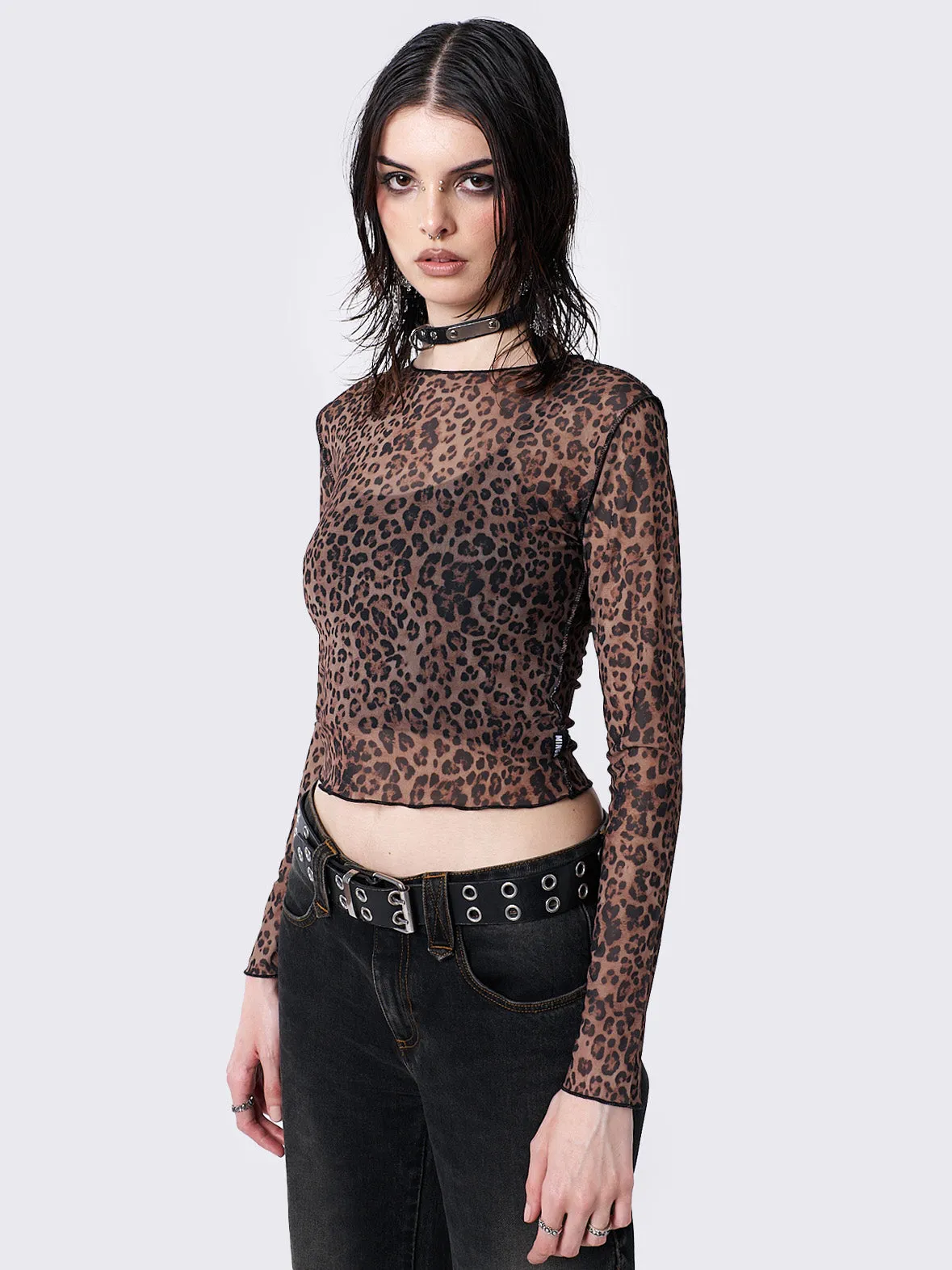 Bold Leopard Print Mesh Top