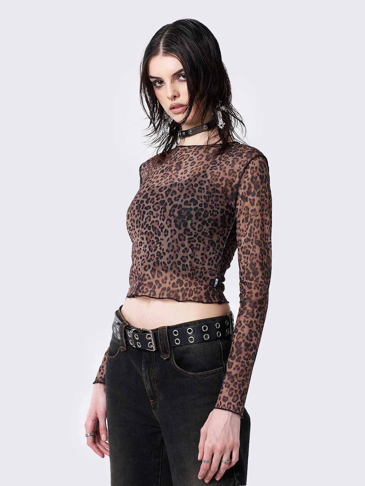 Bold Leopard Print Mesh Top