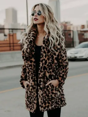 Leopard Print Oversized Fur Coat